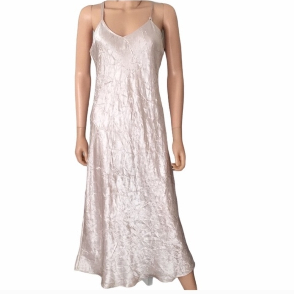 Silky Satin Slip Dress Nightgown Beige/Gold Party Date Night Sexy Size L